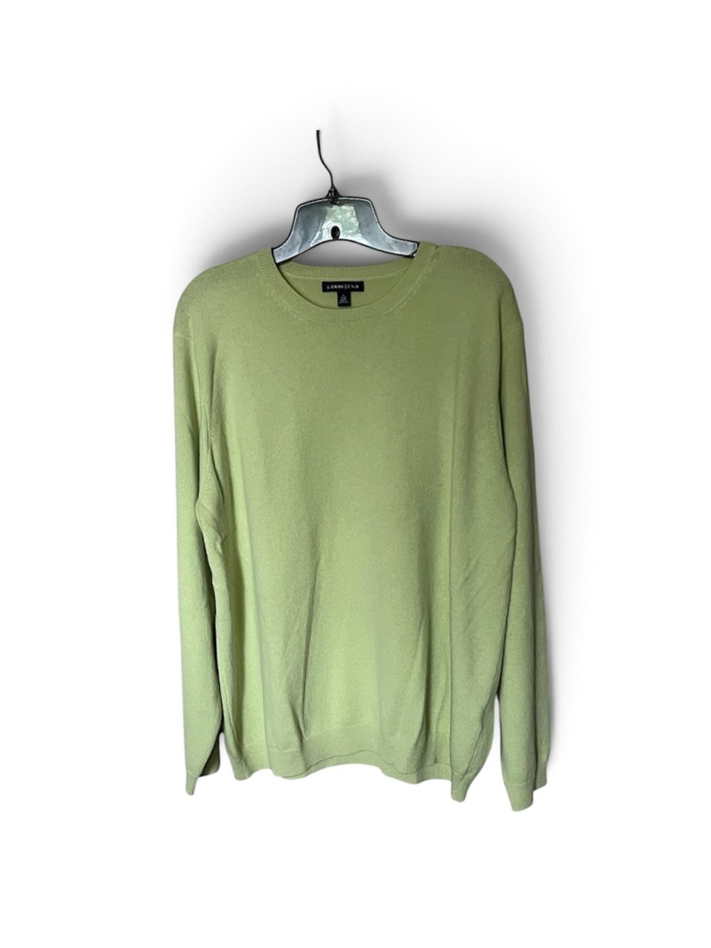 Lands' End Lime Green 100% Cashmere Crewneck Pullover Sweater Size XL